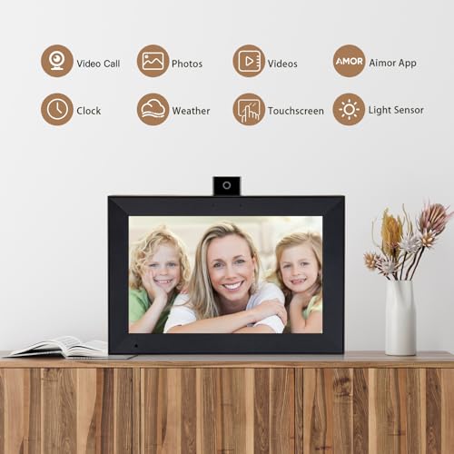 ryesug Digital Picture Frame 10.1 Inch WiFi Smart Digital Photo Frame, Electronic Picture Frame IPS HD Touchscreen with Black Wood Frame, Auto-Rotate Share Photos & Videos via AiMOR App Instantly