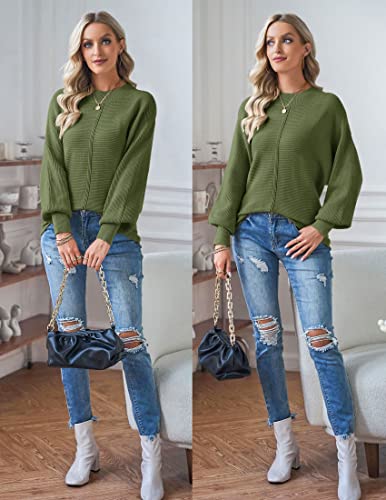 TECREW Women's Batwing Long Sleeve Crew Neck Pullover Sweater Soft Ribbed Knit Sweater Top, Navy, X-Large