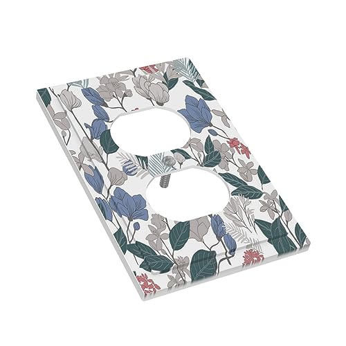 Boho Wild Flowers Farm Floral 4 Gang Rocker Decora Light Switch Cover Decorative Outlet Covers Wall Plate Electrical Faceplate Switchplate GFCI for Bathroom Home Living Room Decor