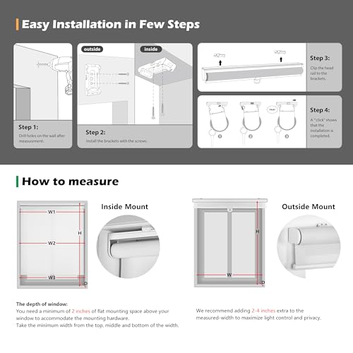 LazBlinds Cordless Roller Shades, Semi Sheer Free-Stop Light Filtering Solar Shades. UV Protection Flame Retardant Blinds for Windows. Perfect for Living Room, Bedroom and Office, 52" W x 72" H, Grey