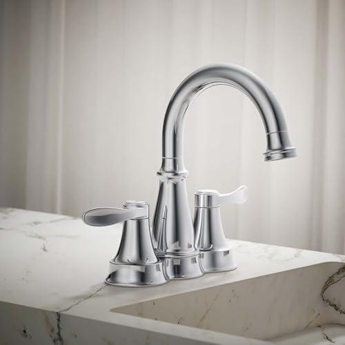 KOHLER 27378-4K-BN Bellera Centerset 4 inch Bathroom Faucet with Pop-Up Drain Assembly, 2-Handle Bathroom Sink Faucet, 1.0 gpm, Vibrant Brushed Nickel