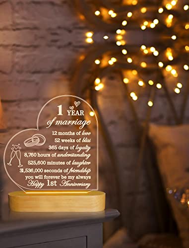 FULLOSUN Anniversary Wedding Gifts for Him/Her, I Love You Night Light 3D Illusion Lamp for Couple Wife Husband Romantic Valentines Wedding Day Present (5th)