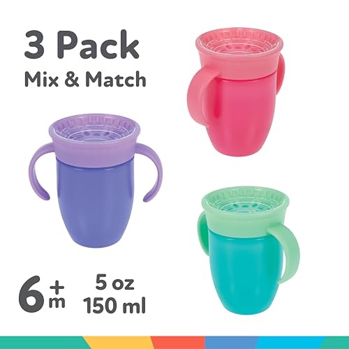 Nuby Wonder Cup with 360 Smart Edge Silicone Rim - (2-Pack) 7 oz - Pink/Aqua