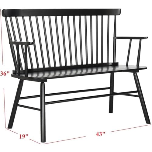 SAFAVIEH American Homes Collection Addison Spindle Back Settee, 0, Black