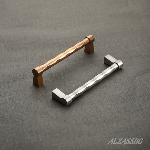 Alzassbg 10 Pack Brushed Satin Nickel Cabinet Pulls, 5 Inch(128mm) Hole Centers Cabinet Handles Kitchen Hardware for Cabinets and Drawer AL3201SN