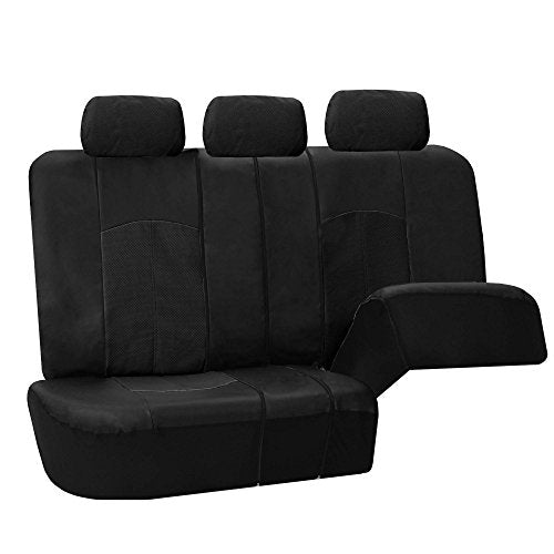 FH Group Perforated Leatherette Three Row Set 7 Seater Car Seat Covers, Airbag Compatible and Split Ready- Universal Fit for Cars, Trucks & SUVs (Black)