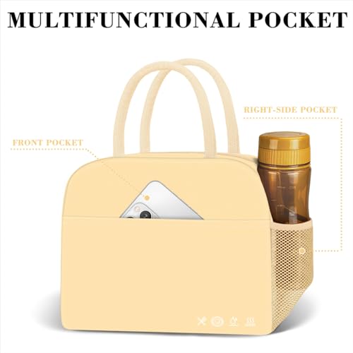 KUBYA Lunch Bag Women, Lunch Box for Women Men Insulated Reusable Lunch Bag Large Capacity Lunch Tote Bag Lunch Container for Office Work Picnic Beach or Travel(Purple Flower)