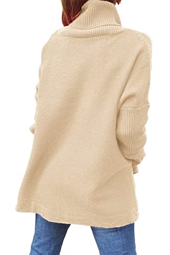EFAN Women's Turtleneck Oversized Sweaters Fall Outfits Clothes Long Pullover Winter Tunic Tops 2025 Yellow Small