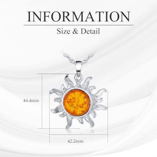 VIJASHOP Sun Necklace for Women Amber Sun Pendant Sun Jewelry Amber Necklace Jewelry Valentine's Day Gift for Girlfriend Wife