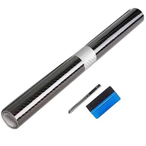LZLRUN 5D Carbon Fiber Vinyl Wrap - Outdoor Rated for Automotive Use - 1ft x 5ft Including Squeegee and Black Felt Applicator