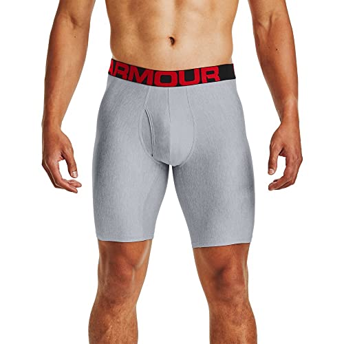 Under Armour mens Tech 9-inch Boxerjock 2-Pack , Mod Gray Light Heather (011)/Jet Gray Light Heather , Large