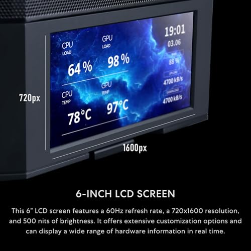 Lian Li LANCOOL 207 Digital ATX Computer Case w/Integrated LCD Screen, Mesh-Centric Panels Mid-Tower PC Case w/ 2 x 140x40x30mm PWM Fans, 2 x 140mm Fans Pre-Installed, Side or Rear-Mount PSU