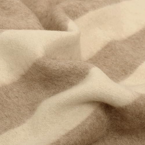 Thick Alpaca Wool Blanket Heavyweight for Camping Outdoors or Using Indoors | Soft Peruvian Alpaca Wool Blankets (Dark Gray -Soft Gray Stripes, Queen)