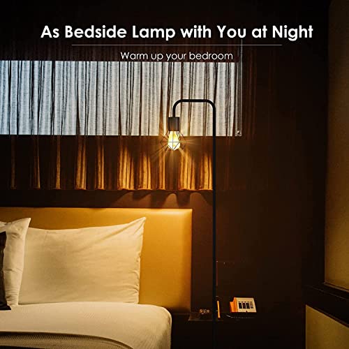 BoostArea Industrial Floor Lamp, Diamond Shape Design, 6W LED Bulb, E26 Socket, On/Off Footswitch, Premium Quality, Safe, Easy Assembly, Modern Style, Black