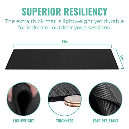 Upward Fit 10-Pack Classic Yoga Mat With Carrying Strap, 68" x 24" Non Slip Exercise Mat, 4mm Thick Fitness Mat, Anti-Tear, Bulk Yoga Mats for Home Workout, Gym, School, or Studio, Assorted