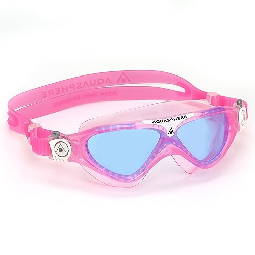 Aqua Sphere Vista Junior Swim Mask with Blue Lens, Pink/White, One Size (MS1740209LB)