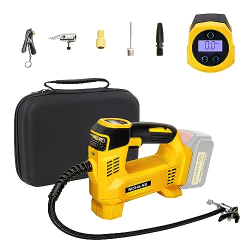 Nichilas Tire Inflator for DEWALT 20V MAX Battery, Portable Air Compressor Auto Tire Pump with Digital Pressure Gauge 120PSI for Car, Truck, Bikes, Ball (Tool Only, NO Battery)