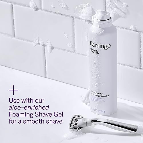 Flamingo 5-Blade Razors for Women - 1 Razor Handle + 4 5-Blade Refills + 1 Shower Holder - Chrome