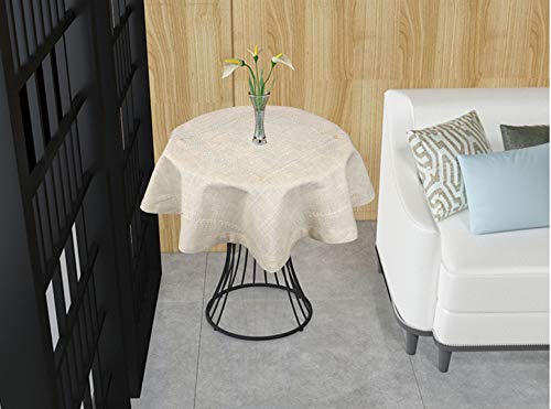 Grelucgo Handmade Double Hemstitch Natural Tablecloth, Square 72 Inch