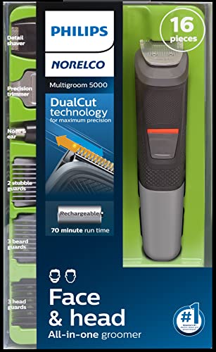 Philips Norelco Multigroom Series 5000 18 Piece, Beard Face, Hair, Body and Intimate Hair Trimmer for Men - NO BLADE OIL MG5910/49