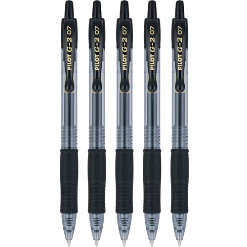 Pilot, G2 Premium Gel Roller Pens, Fine Point 0.7 mm, Black, Pack of 5