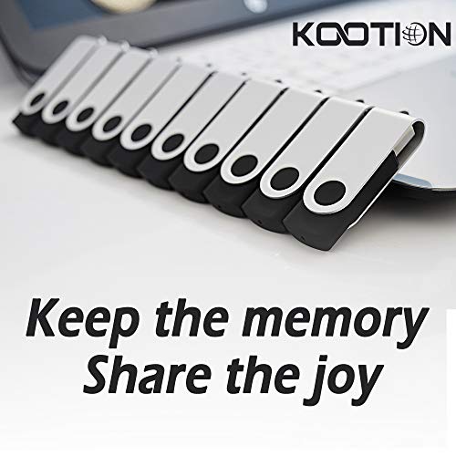 KOOTION 10 X 1GB USB Flash Drive 1gb Flash Drive Swivel Thumb Drive Memory Stick Keychain Design Black