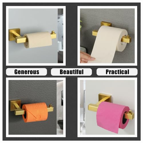 Alise Toilet Paper Holder,Bathroom Tissue Holder Wall Mount Toilet Paper Roll Holder Storage Dispenser,Square SUS304 Stainless Steel Paper Rack,Gold Finish GYT4005-G