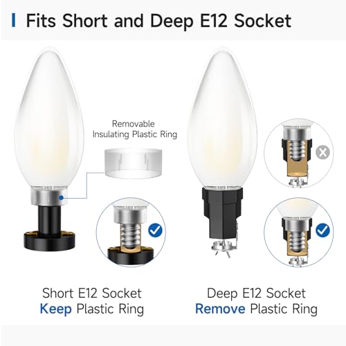 SHINESTAR 6-Pack E12 LED Bulb Dimmable, Daylight White 5000K, Candelabra LED Light Bulbs 60 Watt, Small Base Candle Bulb for Chandelier, Frosted Glass