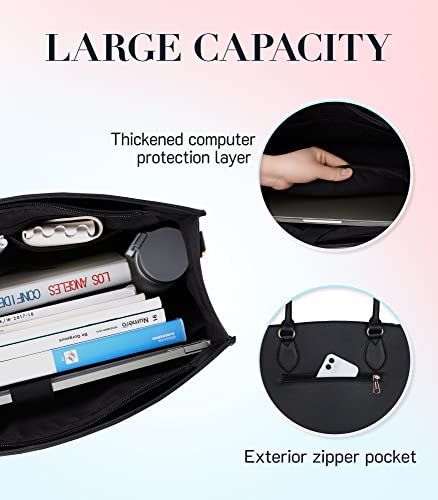 Missnine Laptop Bag 15.6 inch Work Bags for Women Professional Laptop Tote PU Leather Computer Briefcase for Office Business