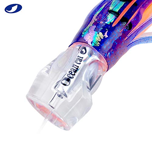 OCEAN CAT Trolling Lure Set of 6 6 inch Offshore Big Game Deep Sea Fishing Gear Mahi Trolling Lure for Marlin Tuna Mahi Dolphin Durado Wahoo Free Mesh Bag (6 in - Crystal Head - 6pcs)