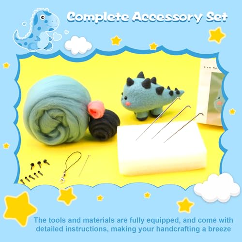 Nitlak Needle Felting Kit, Animal Needle Felting Starter Kit with Wool, Needle Felting Supplies with Foam Mat Instruction Needle Felting Needles for Beginners Adults DIY Craft Project(White Chicken)
