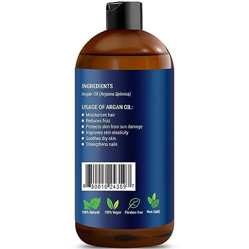 Organic Argan Oil for Skin 8 fl oz - Morocco Organic Argan Oil for Hair Growth - 100% Pure Argan Oil for Face, Body - Aceite de Argan