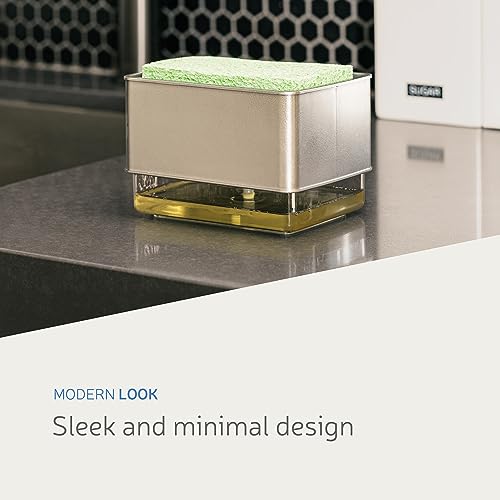 Countertop Liquid Dish Soap Dispenser with Sponge Holder + 2 x Refill Liquid Dish Soap Bundle