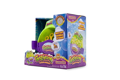 Gazillion Bubbles, Hurricane Bubble Making Machine - Portable Bubble Maker - Instant Bubble Creation - Outdoor Toy for Kids - 4 oz. Bubble Solution Included - Ages 3+