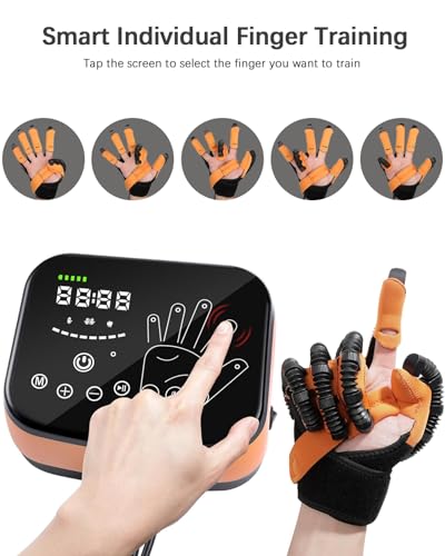 CANNABMALL Rehabilitation Robot Gloves,Hemiplegia Hand Stroke Recovery Equipment,Adjustable Strength,Rechargeable Finger Rehab Training Device for Hemiplegia Arthritis Dysfunction Recovery Left Hand-S
