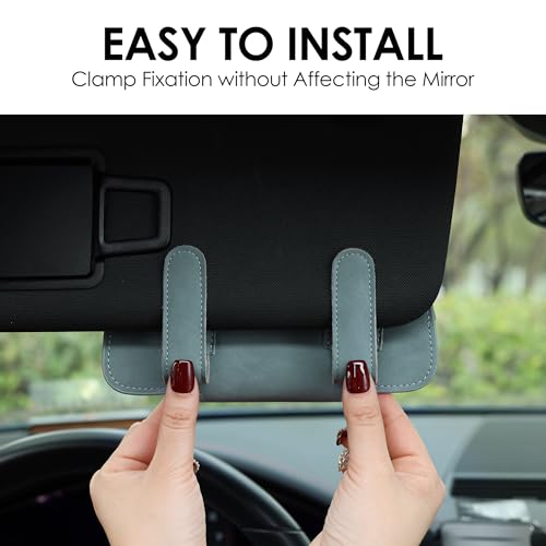 COOLYOUTH Sunglass Holder for Car Visor Car Sunglass Holder Glasses Holder with Clip Car Accessories for Women Men(01 Blue Gray)