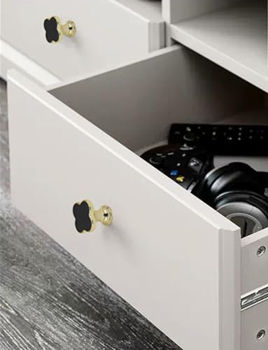 Susenya Cabinet Knobs and Handles,2-Pack, Brass Cabinet Knobs Four Leaf Clover Shape Knobs for Dresser Drawers 1.1" Width Moss Green