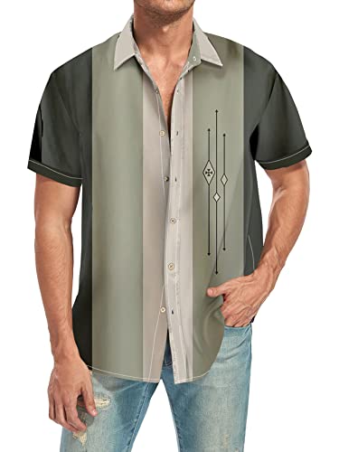 Men's Halloween Shirt Spider Print Short Sleeve Casual Breathable Button Down Aloha Shirts