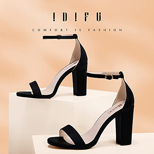 IDIFU Women's Snake Print Chunky High Block Pump Heel Sandals Open Toe Ankle Strap Wedding Bride Bridesmaid Prom Dress Shoes