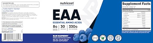 Nutricost EAA Powder 30 Servings (Blue Raspberry) - Essential Amino Acids - Non-GMO, Gluten Free, Vegetarian Friendly