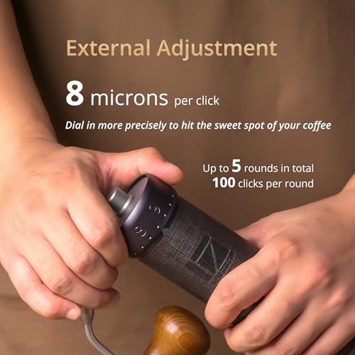 1Zpresso J-Ultra Manual Coffee Grinder Iron Gray, Conical Burr, Foldable Handle, Magnet Catch Cup Capacity 40g, Numerical Adjustable Finely Setting, Faster Grinding Efficiency ideal for Espresso