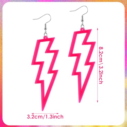 Telooco 80s Earrings for Women Neon Acrylic Earrings Lightning Boltt Earrings for Women 80s Theme Party Costume(Yellow)