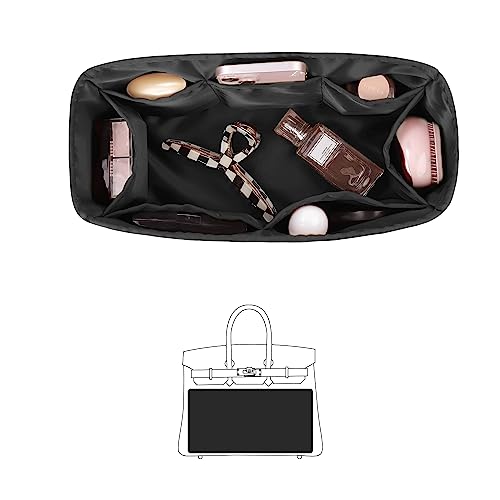 KINGS IN BAG BK35 Bag Organizer Insert, Purse Dividers with Satin, Handbag Insert Compatible with Hermes Birkin 35 Bags, Multiple Pockets Capacity (Rouge H, Birkin35)