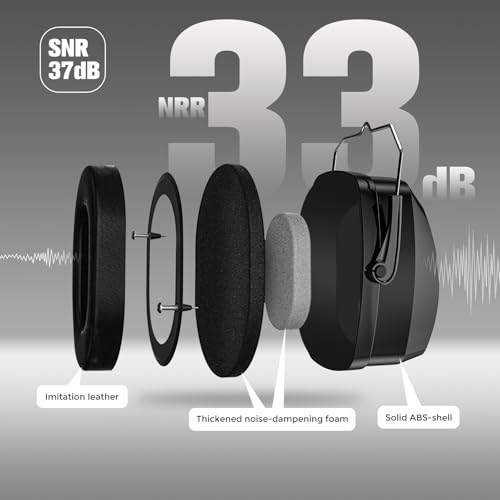ProCase Extra Large SNR 37dB Noise Cancelling Headphones, Hearing Protection Ear Muffs for Noise Reduction NRR 35dB -Black