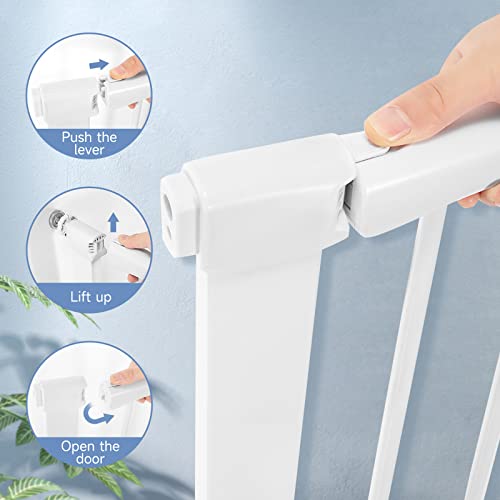 Extra Tall Child Safety Gate Extends Up to Extra Wide, Baby Gate for Doorways Hallways, Retractable Baby Gate for Stairs, Easy Fit Pet Gate, Dog Gates for The House Indoor/Outdoor, Pressure Mounted.