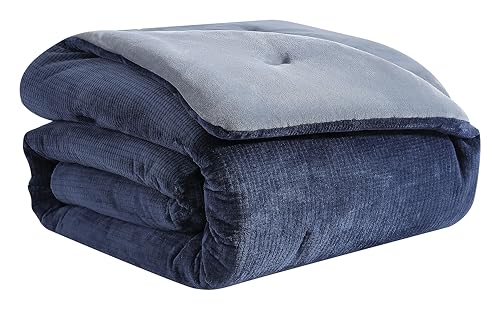 UGG 32531 Remina Twin-Twin XL 4-Piece Comforter Set Luxurious Soft Comforter and Sham with 18 x 18-inch Decorative Throw Pillow and 50 x 60-inch Throw Blanket, Twin/Twin XL, Navy