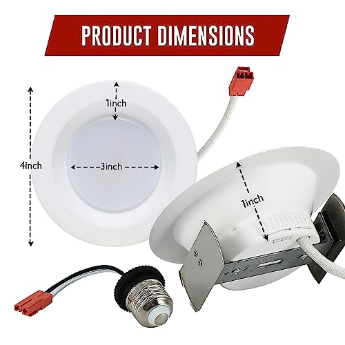 Lunabode LED 4 Inch Recessed Light Ultra- 1 Pack Thin Dimmable Ceiling Light Fixtures | 5cct LED Can Lights 2700K/3000K/3500K/4000K/5000K | Damp Rated, Retrofit Installation, ETL & UL Certified