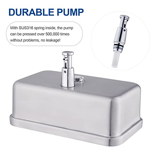 VANNSOO Commercial Wall Mount Stainless Steel Soap Dispenser, Rust-Proof Lining Liquid Hand Sanitizer Dispenser Bathroom 1100 ml / 37 oz. (Horizontal)