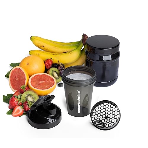 Smartshake Lite 4-Pack Protein Shaker Bottle 400 ml | 13.5 oz - Leakproof Screw-on Lid - BPA Free – Unisex - Mist Grey, Army Green, Black, Navy Blue