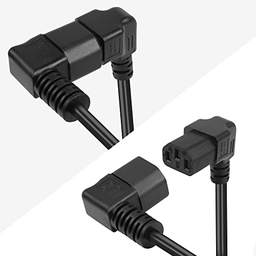 GELRHONR 1.6Ft/50cm Right Angle IEC320 C14 to Down Angle C13 PDU Power Supply Extension Cord,90 Degrees Dual Bent C14 Male to C13 Female Power Cable for Computers,LED HDTV Monitor and Scanner Etc